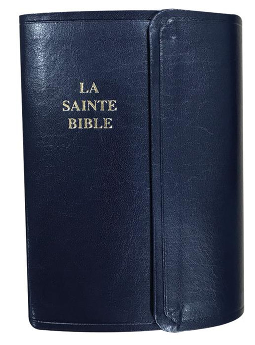 French Bible SEG 1910 Navy Duo-Tone Compact Bonded Leather-Bible française  SEG 1910 Duo-ton bleu Marine Cuir reconstitué compact