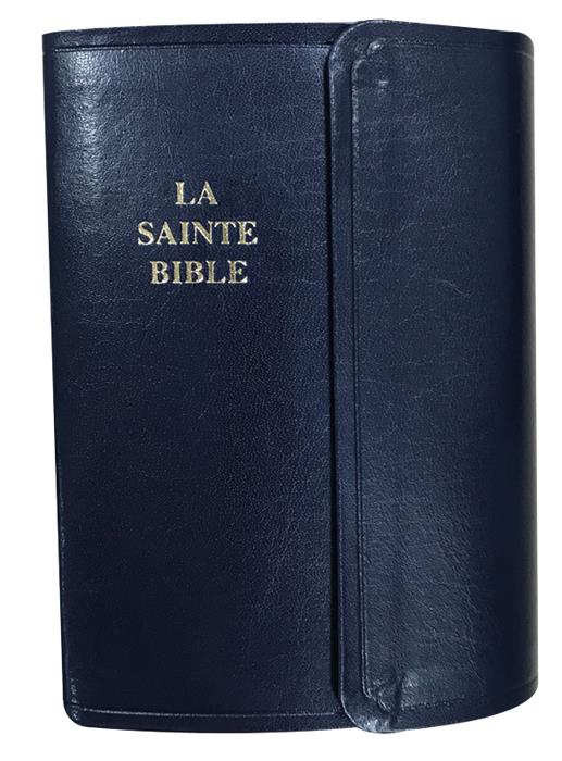 Bible Segond 1910 poche Bleu marine similicuir avec fermeture à pression