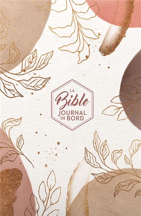 Bible Segond 21 Journal de bord avec grandes marges Crème marron toile imprimée avec motifs feuilles