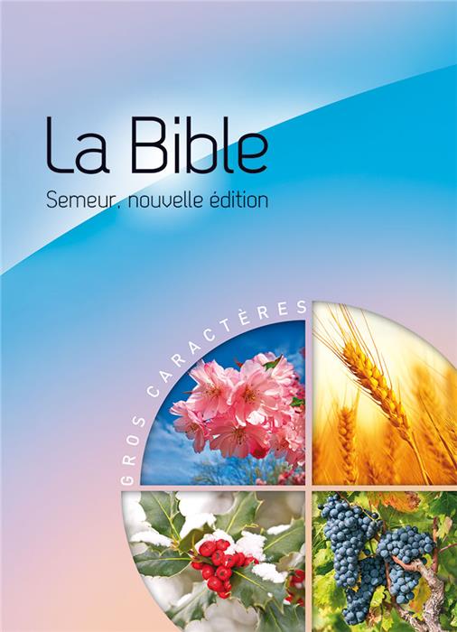 Bible Semeur 2015 gros caractères Bleue rose illustrée rigide