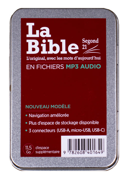Bible Segond 21 audio clé USB-A, micro-USB, USB-C