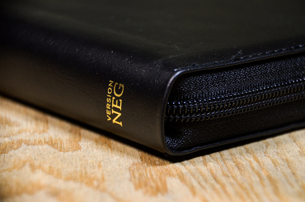 Bible NEG gros caractères Noire cuir souple Tranche dorée avec onglets et zip