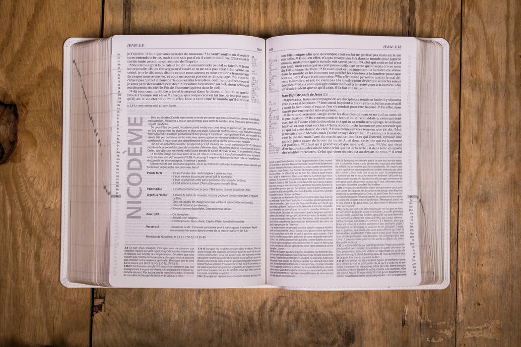 Bible d'étude Vie Nouvelle Segond 21 couverture souple blanche Tranche dorée
