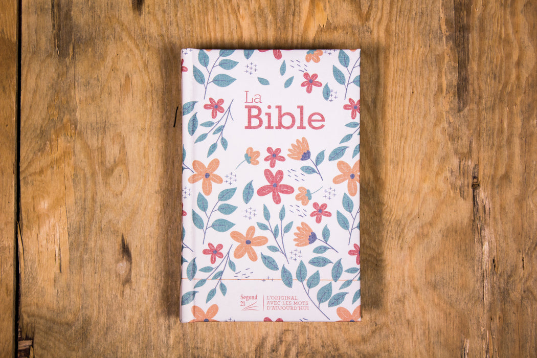 Bible Segond 21 compacte premium Blanche rigide toilée matelassée motif fleuris