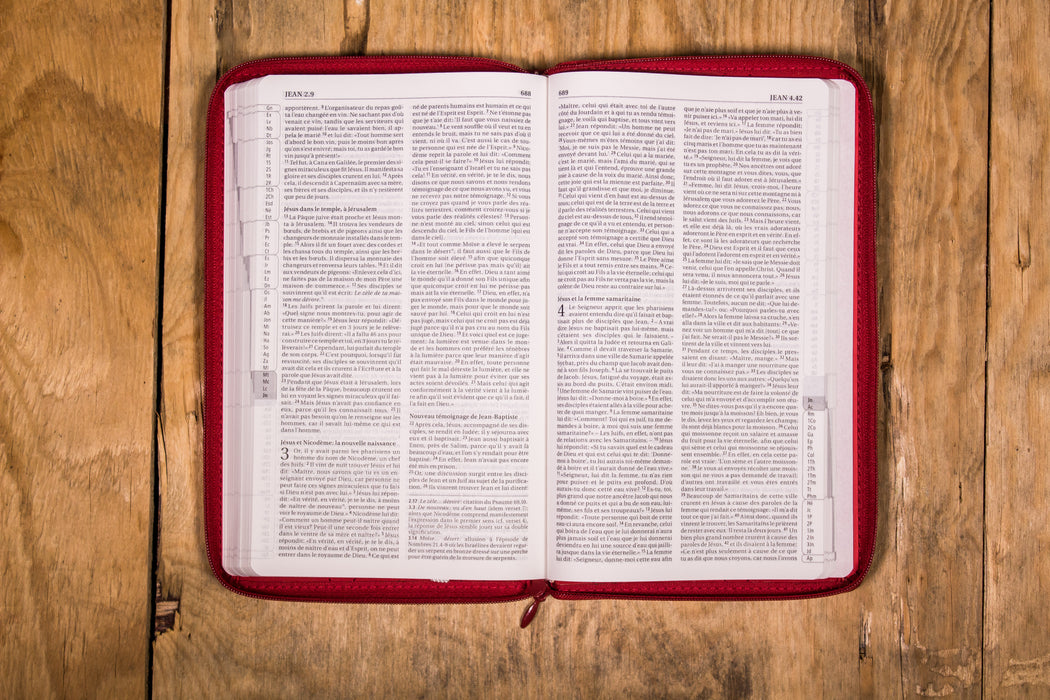 Bible Segond 21 slim Rouge souple matelassée avec zip
