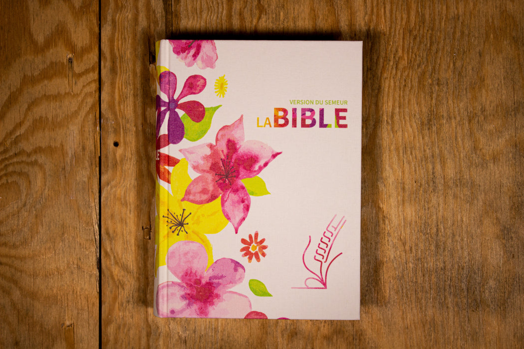 Bible Semeur 2015 Fleurs textile rigide Tranche blanche