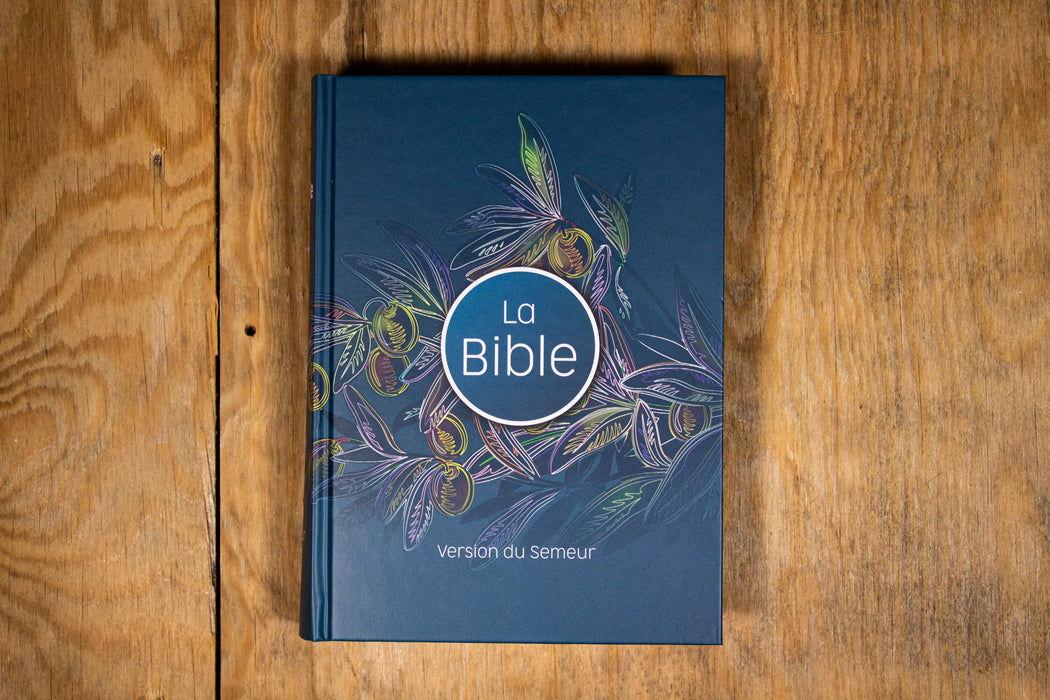 Bible Semeur 2015 Turquoise rigide illustrée avec oliviers Tranche blanche