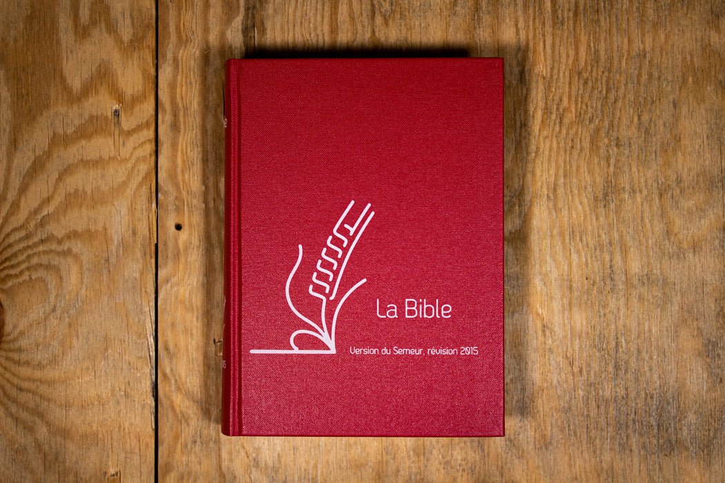 Bible Semeur 2015 Rouge lin rigide Tranche blanche