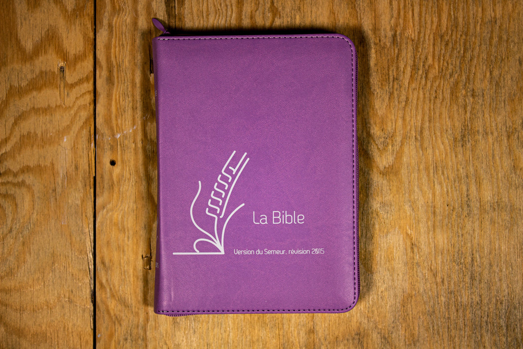 Bible Semeur 2015 poche Violette souple Tranche blanche avec zip